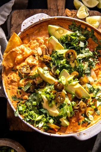 Hot Chicken Enchilada Bean Dip | halfbakedharvest.com