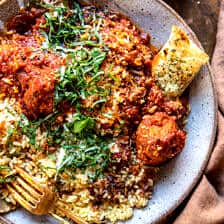 Saucy Braised Garlic Butter Meatballs with Orzo | halfbakedharvest.com