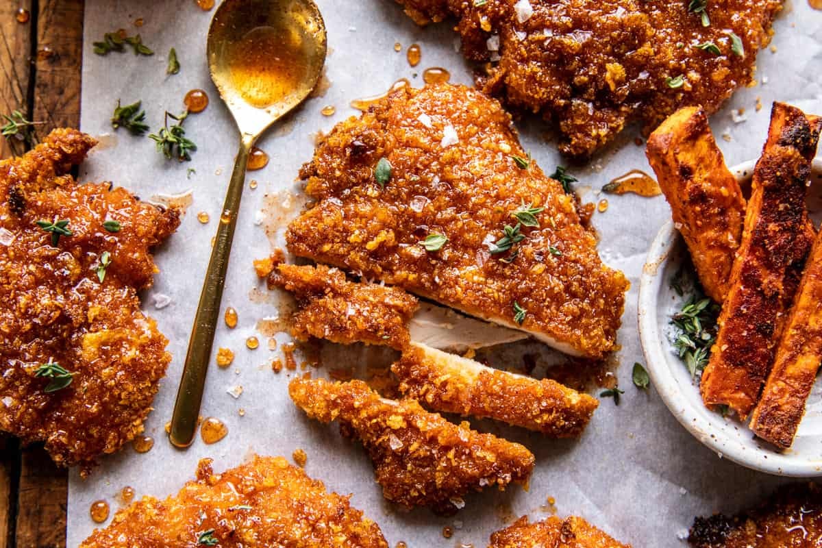 Baked Crunchy Hot Honey Chicken | halfbakedharvest.com
