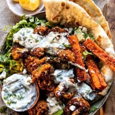 Cauliflower Tzatziki Bowls with Sweet Potato Fries | halfbakedharvest.com