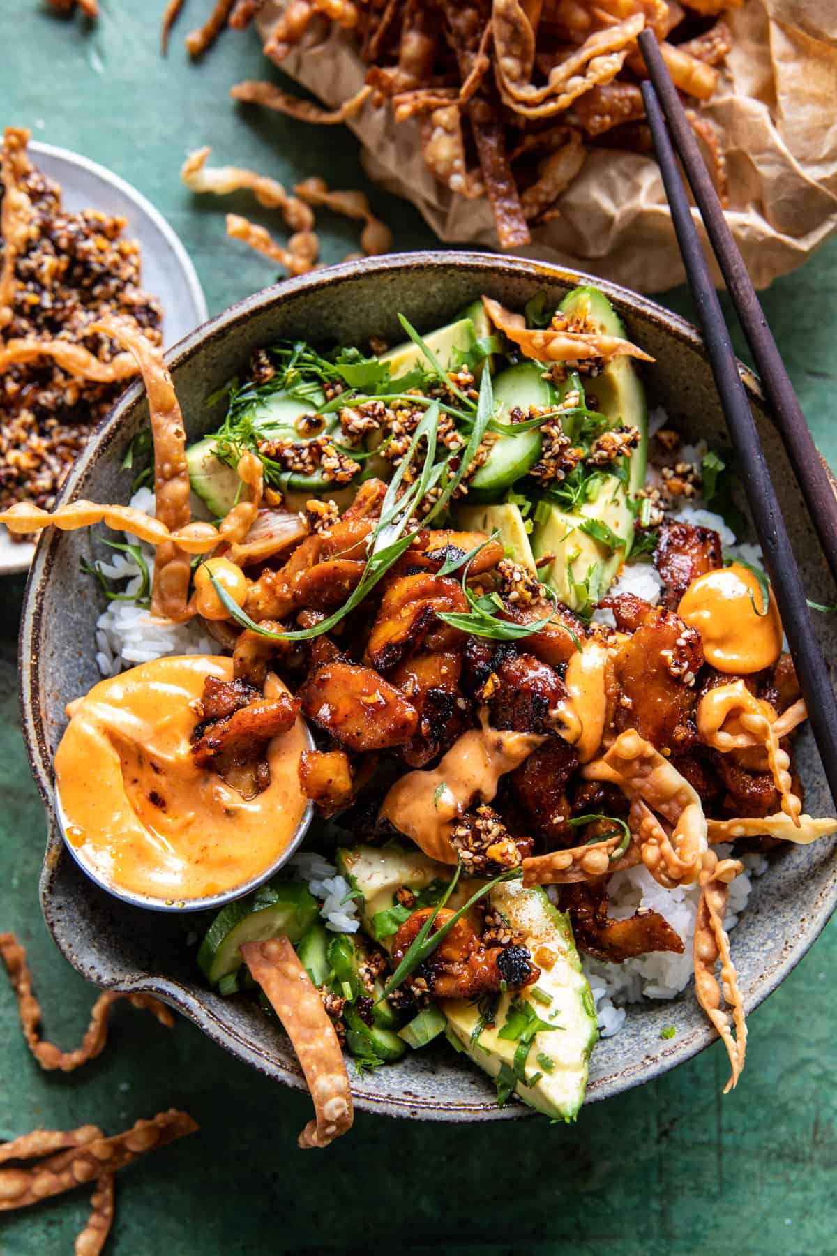 Spicy Chicken Yum Yum Rice Bowls | halfbakedharvest.com