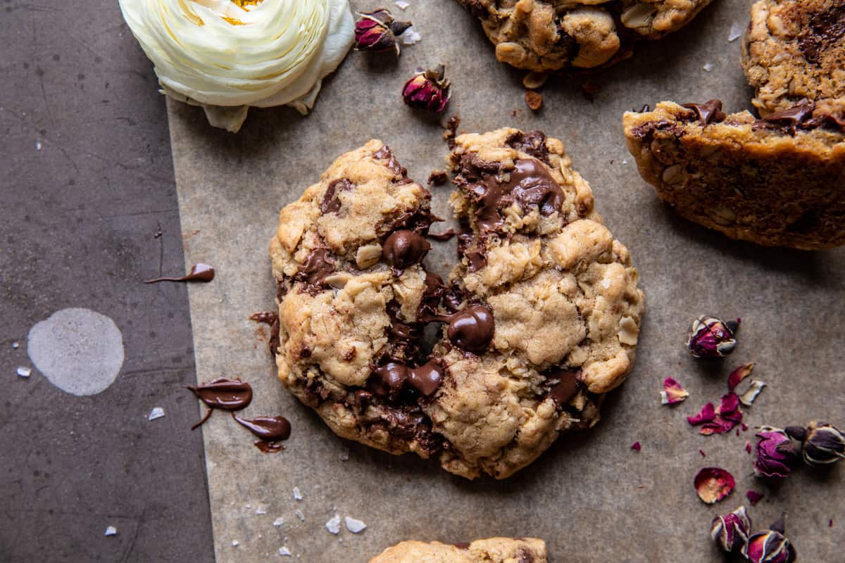 Chocolate Chip Nutella Oatmeal Cookies | halfbakedharvest.com