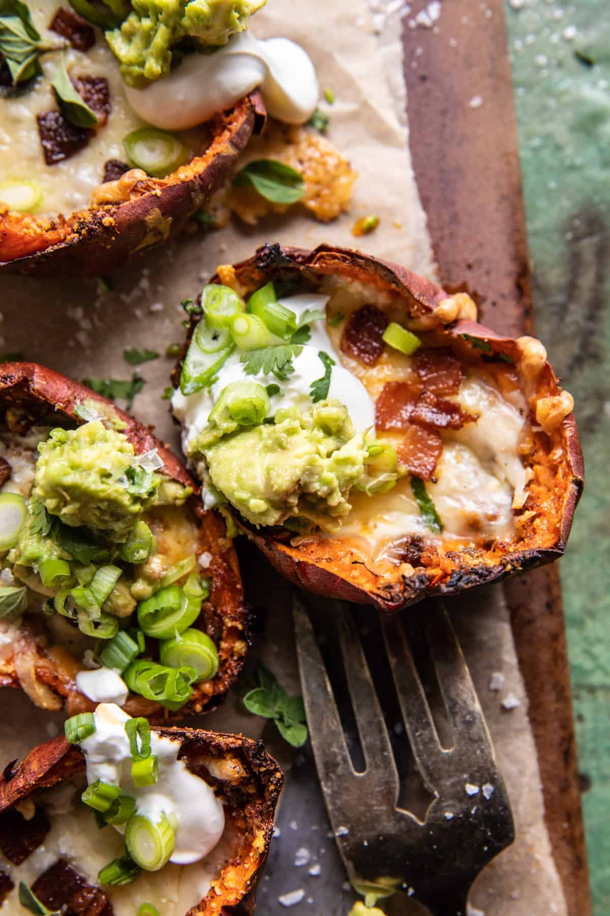 Crispy Cheesy Sweet Potato Skins | halfbakedharvest.com