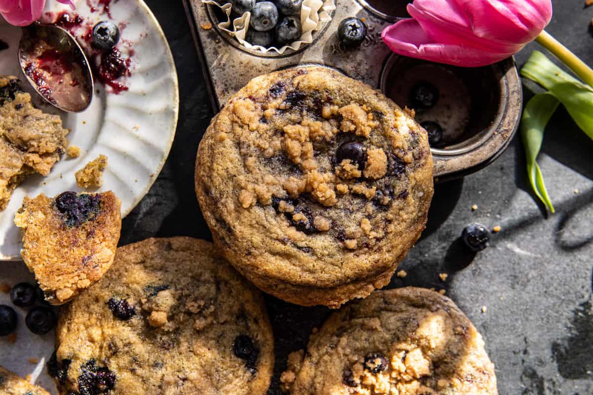 Giant Double Blueberry Muffin Cookie | halfbakedharvest.com