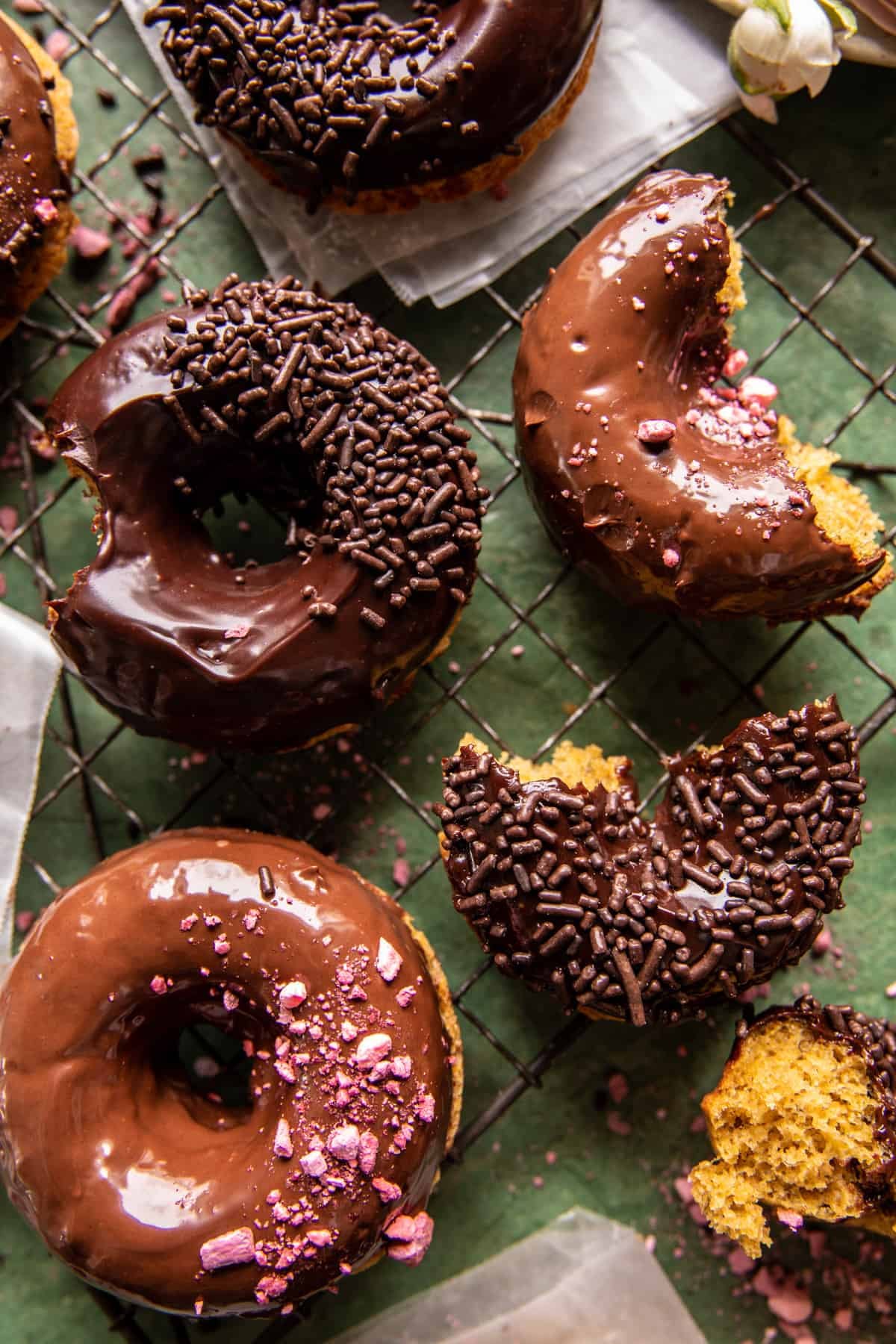 Chocolate Glazed Peanut Butter Banana Doughnuts | halfbakedharvest.com