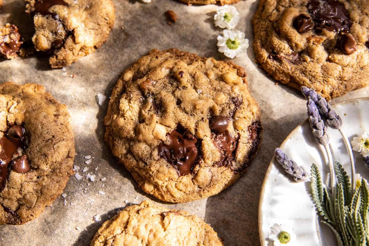 Wholesome Peanut Butter Pretzel Chocolate Chip Cookies | halfbakedharvest.com