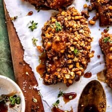 Baked Crunchy Pretzel Honey Balsamic Chicken | halfbakedharvest.com