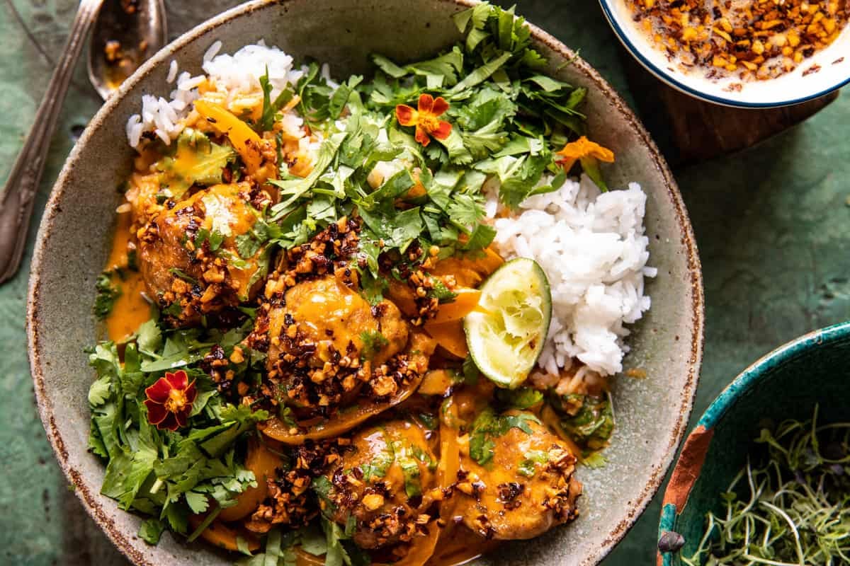 Coconut Curry Chicken Meatballs with Garlic Butter | halfbakedharvest.com