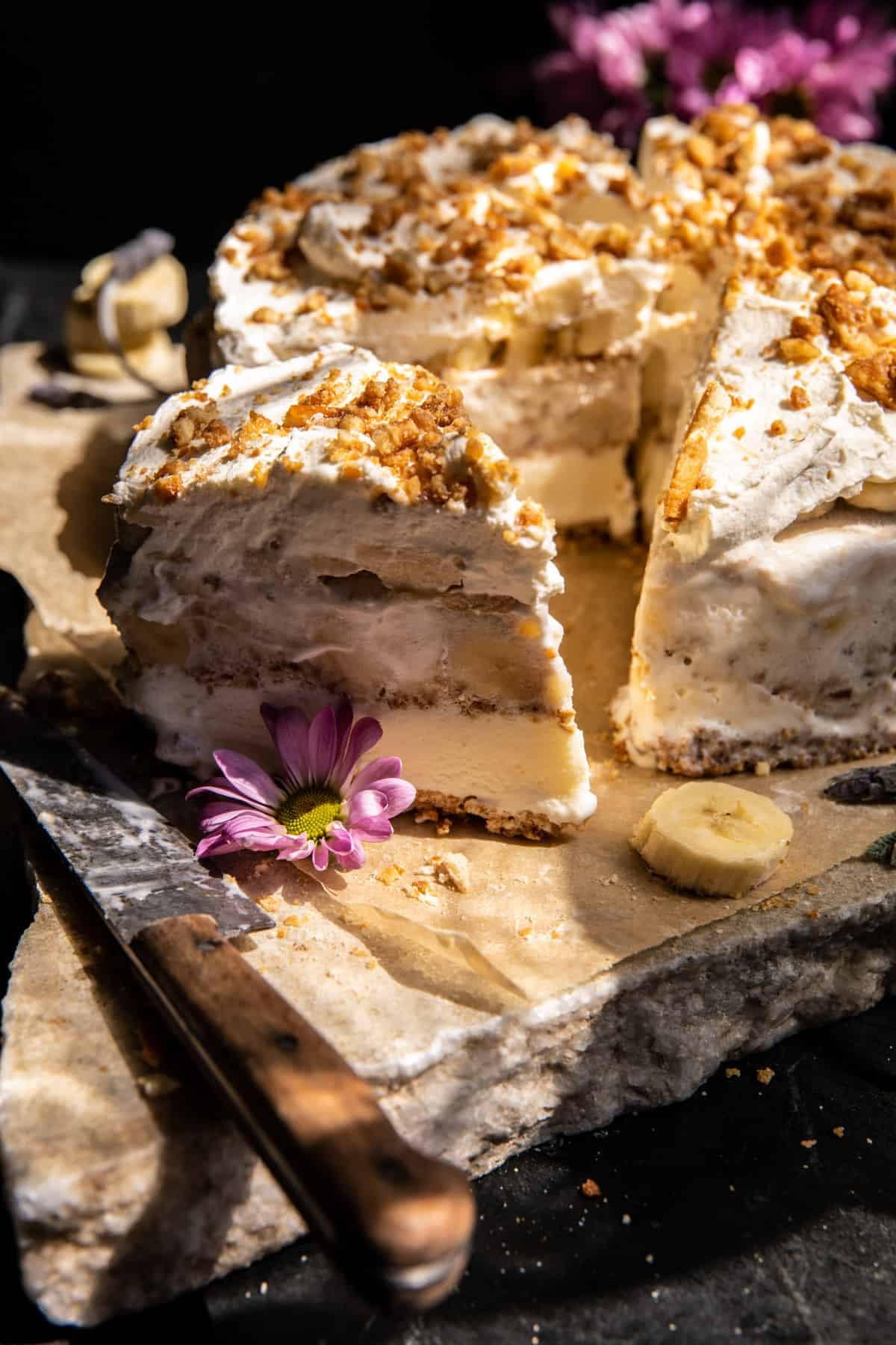 Salty Pretzel Banana Pudding Ice Cream Cake Cake | halfbakedharvest.com