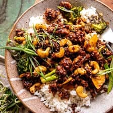 20 Minute Garlic Butter Cashew Chicken | halfbakedharvest.com