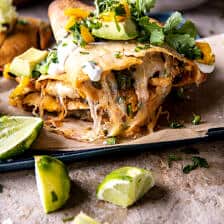 Crispy Chicken Tinga Quesadillas | halfabkedharvest.com