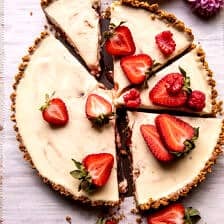 No Fuss Strawberry Cream Pretzel Tart | halfbakedharvest.com