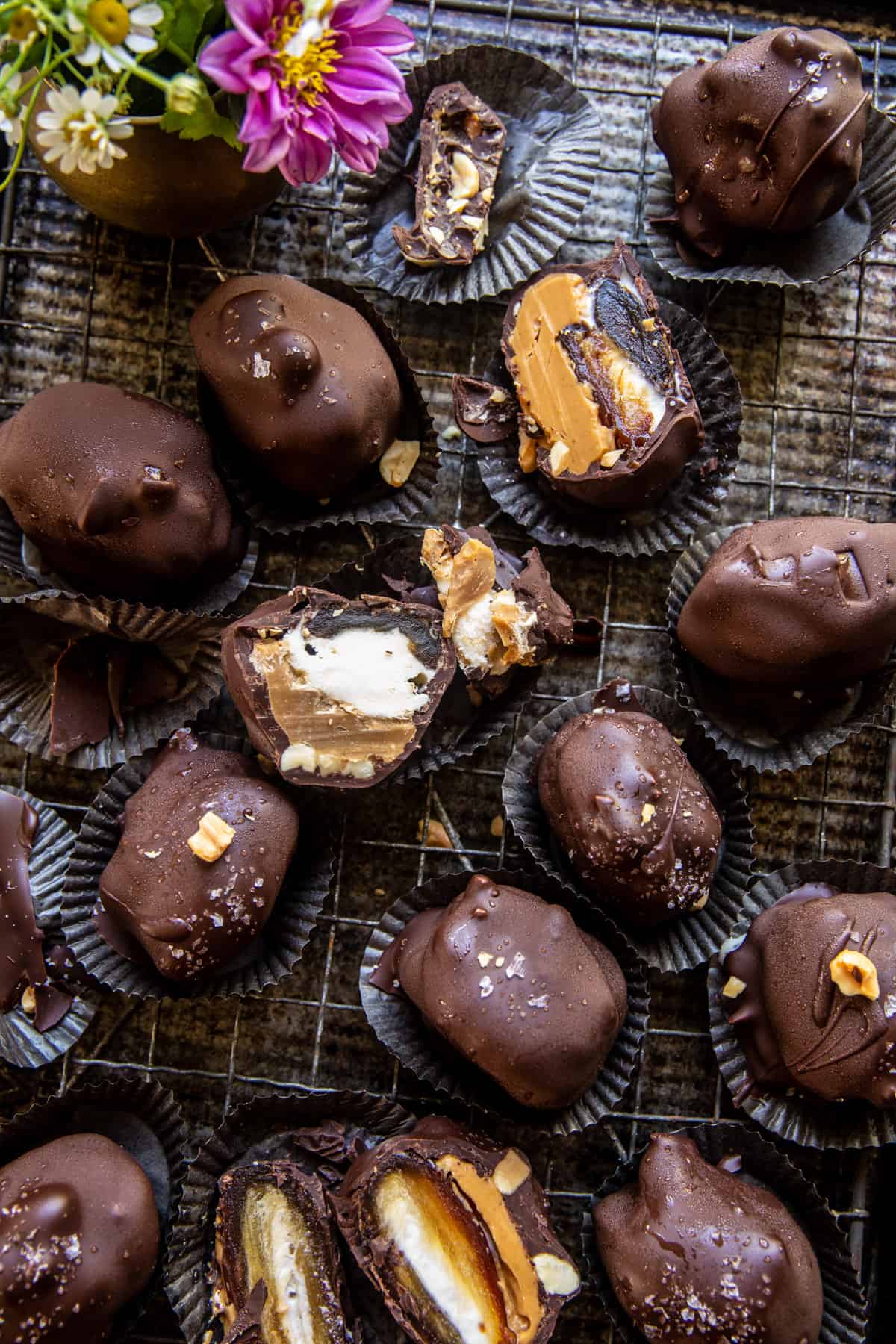Chocolate Peanut Butter Ice Cream Stuffed Dates | halfbakdharvest.com