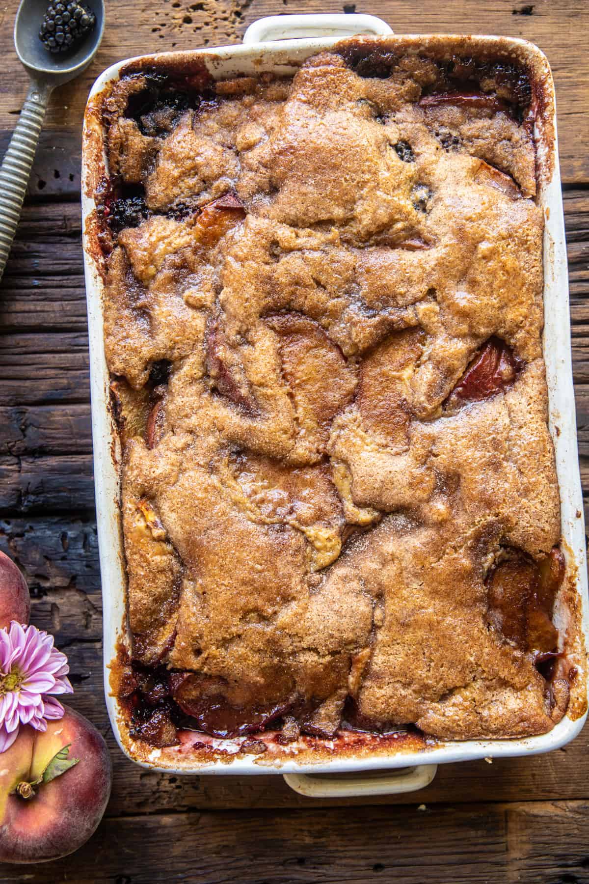 Easy Ginger Blackberry Peach Cobbler | halfbakedharvest.com