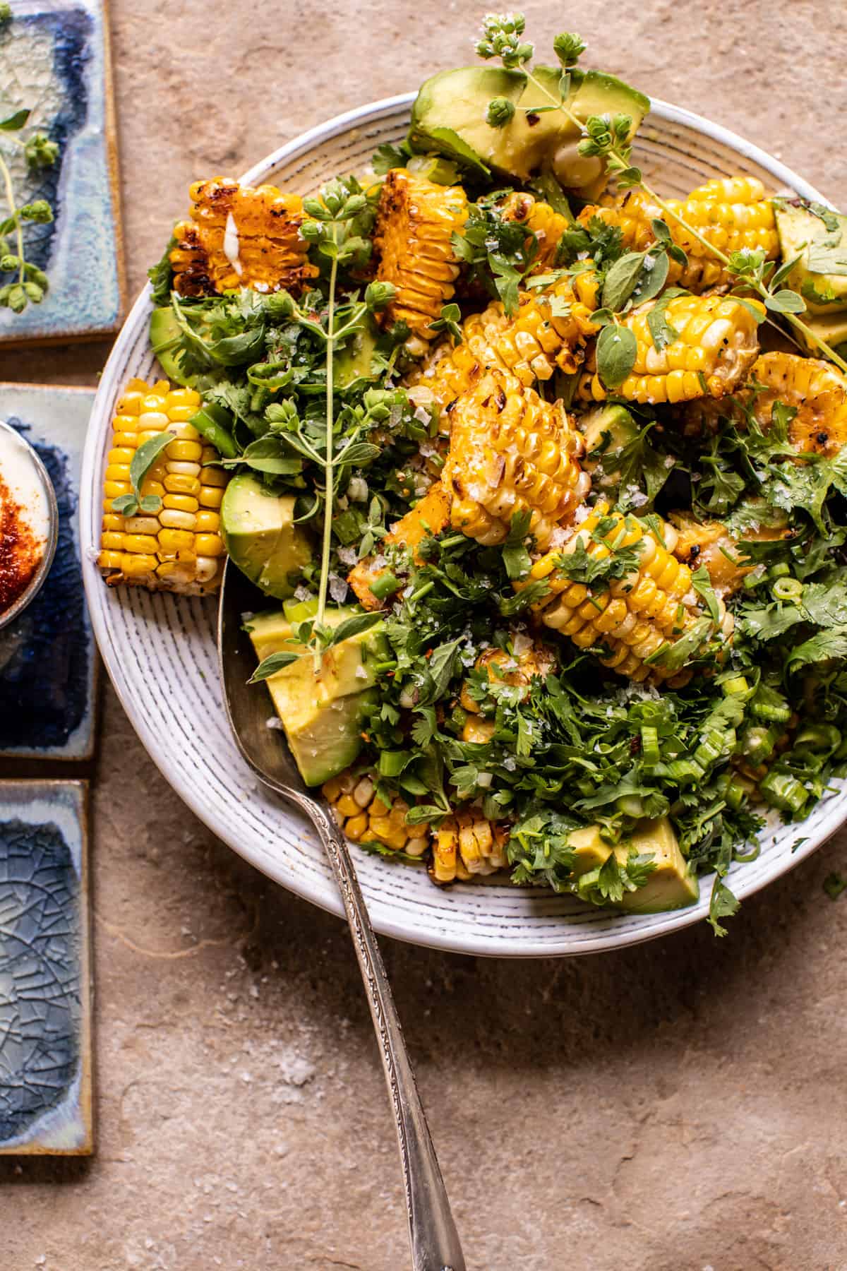 Lemon Feta Paprika Chicken Skewers with Charred Corn | halfbakedharvest.com