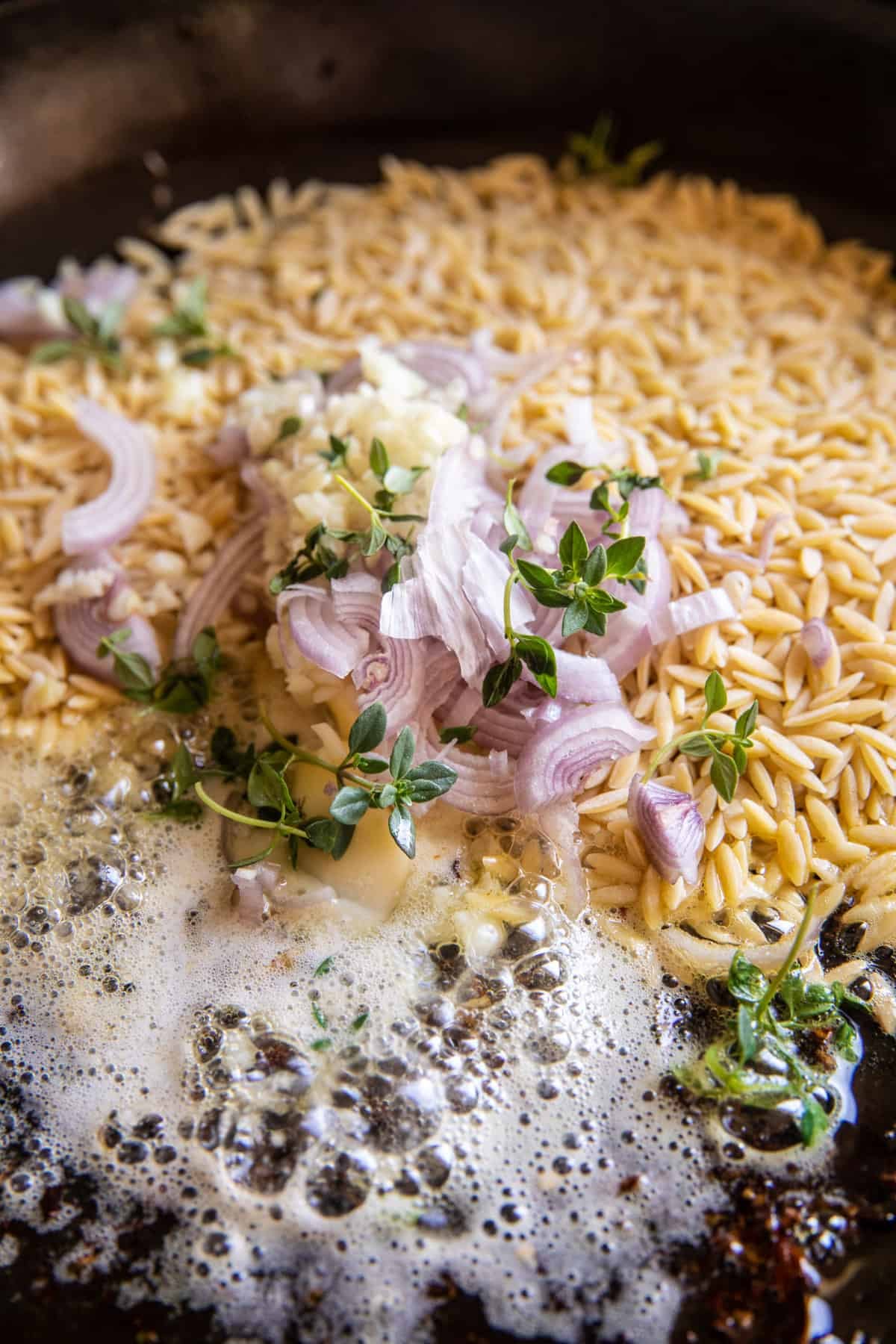 Skillet Garlic Butter Chicken and Zucchini Orzo | halfbakedhavrvest.com