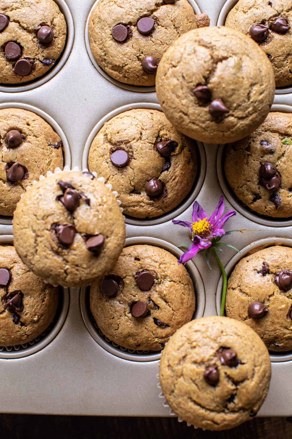 Blender Chocolate Chip Peanut Butter Zucchini Muffins | halfbakedharvest.com