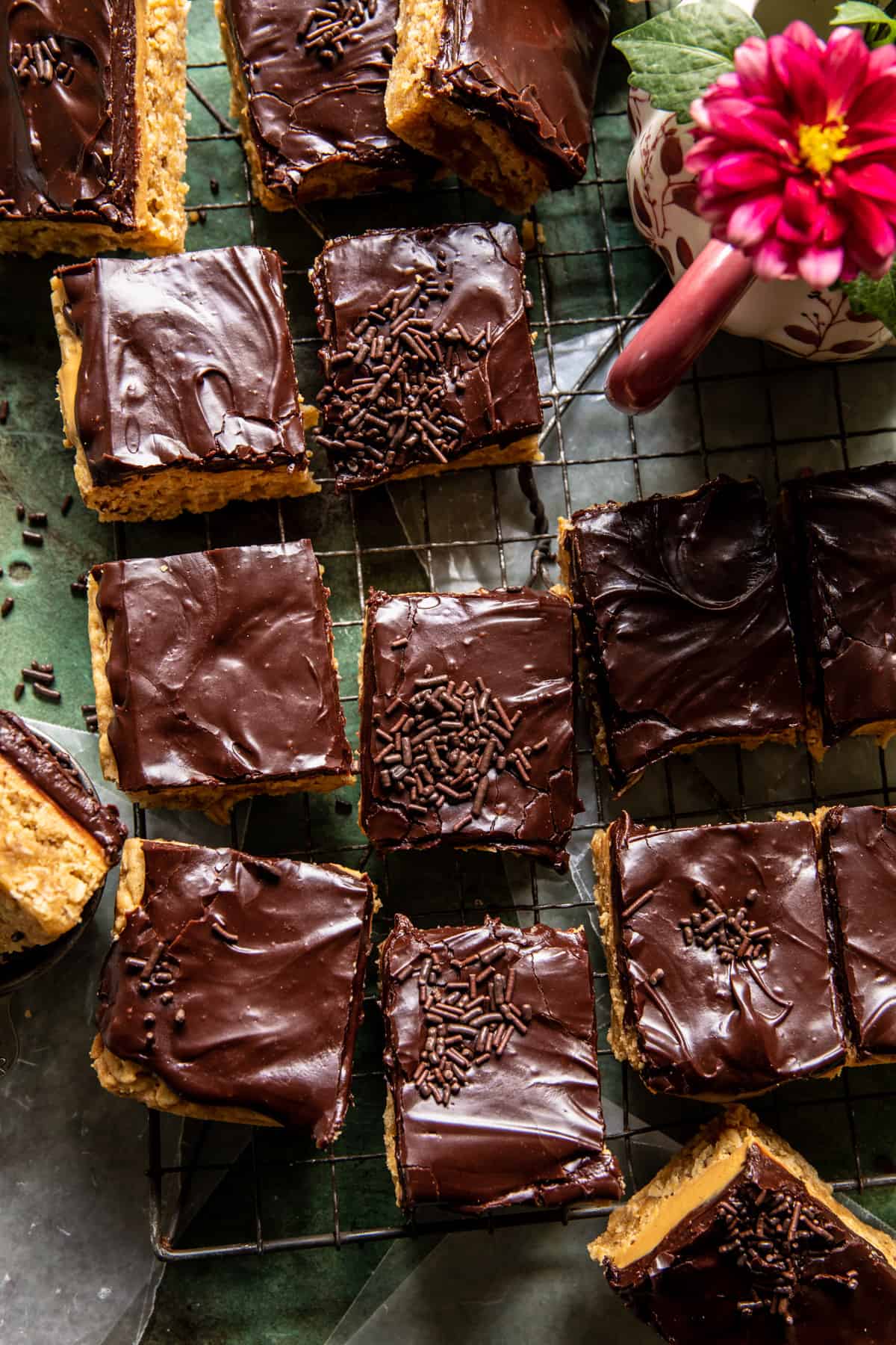 Lunch Lady Chocolate Glazed Peanut Butter Bar | halfbakedharvest.com