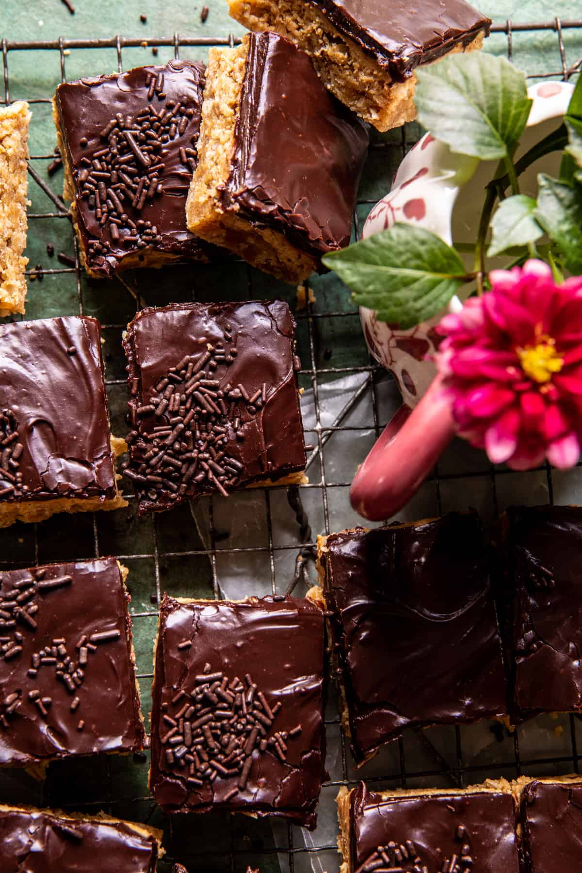 Lunch Lady Chocolate Glazed Peanut Butter Bar | halfbakedharvest.com