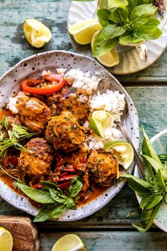 Simple Thai Chicken Zucchini Meatball Curry | halfbakedharvest.com
