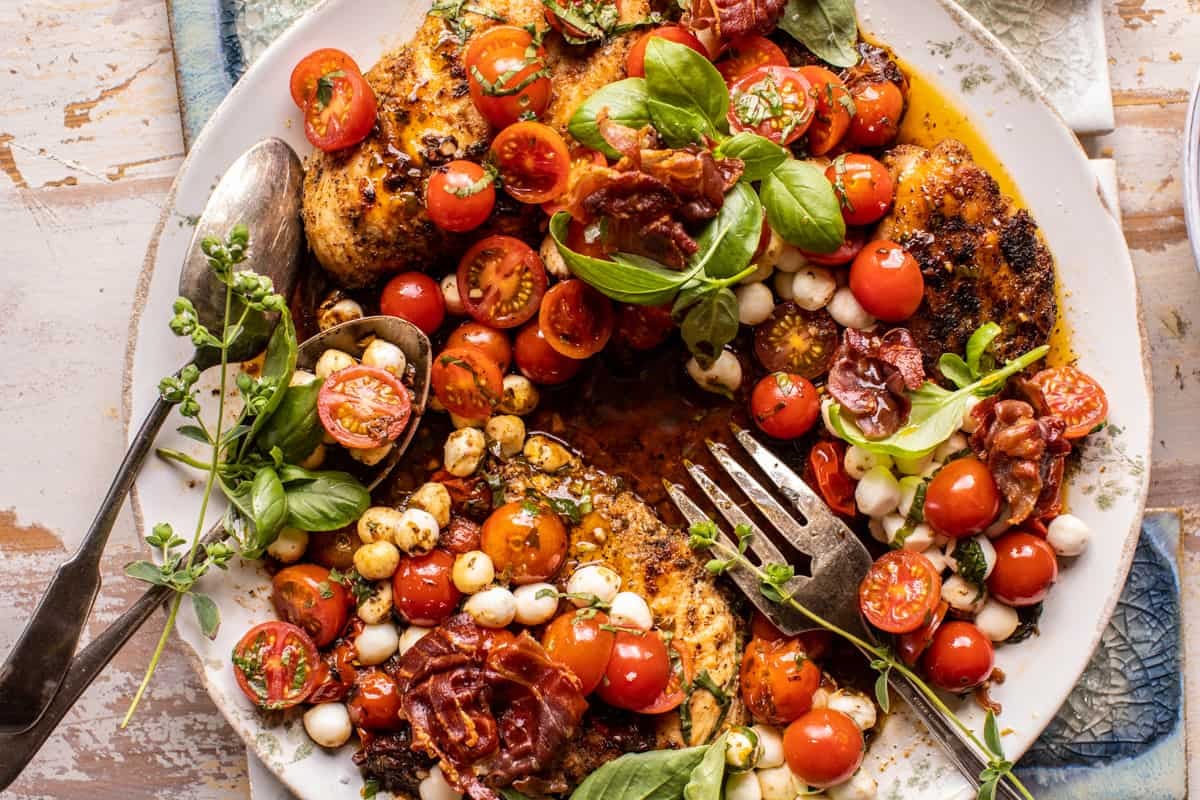 Skillet Caprese Prosciutto Chicken | halfbakedharvest.com
