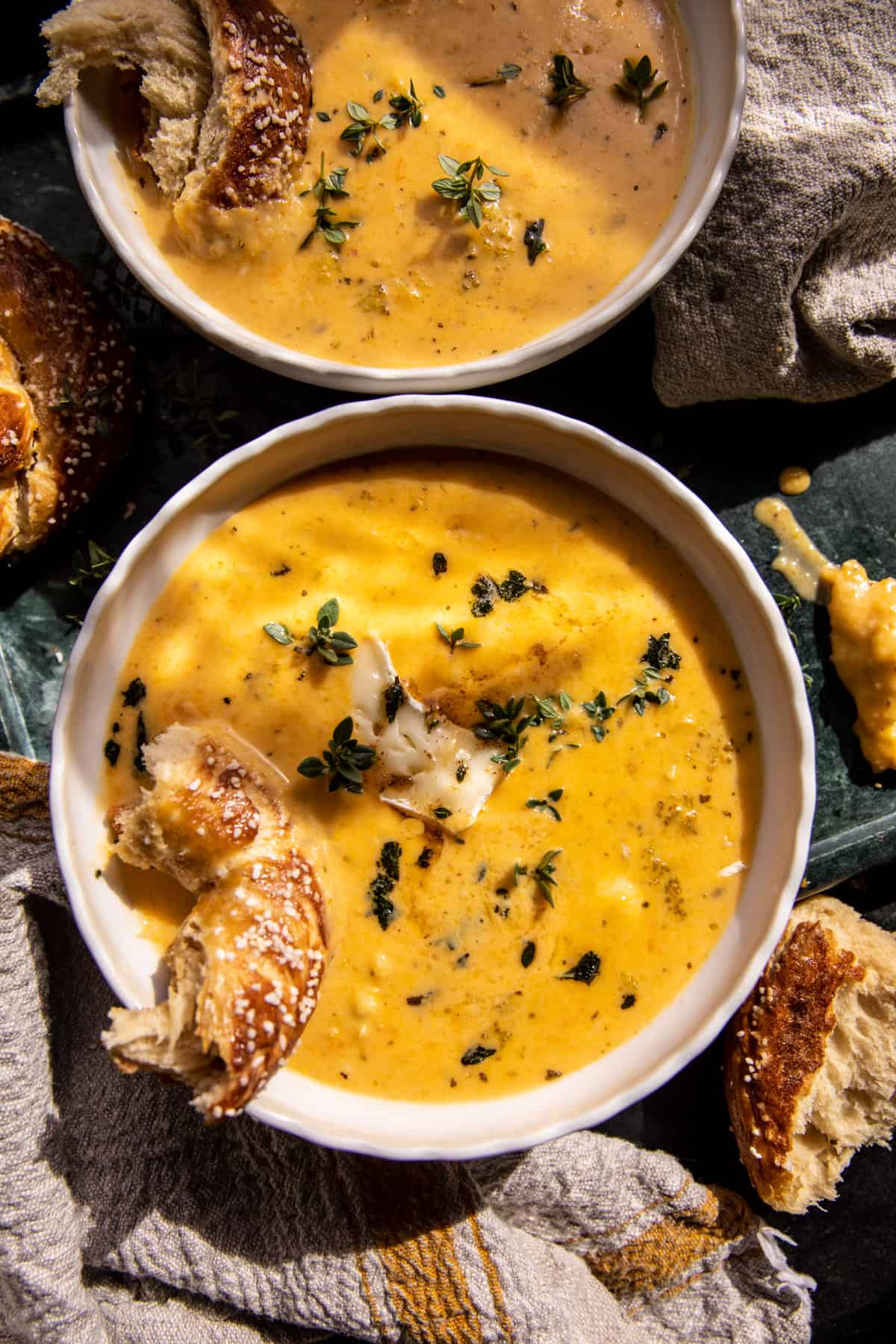 Brie and Cheddar Butternut Squash Beer Soup | halfbakedharvest.com