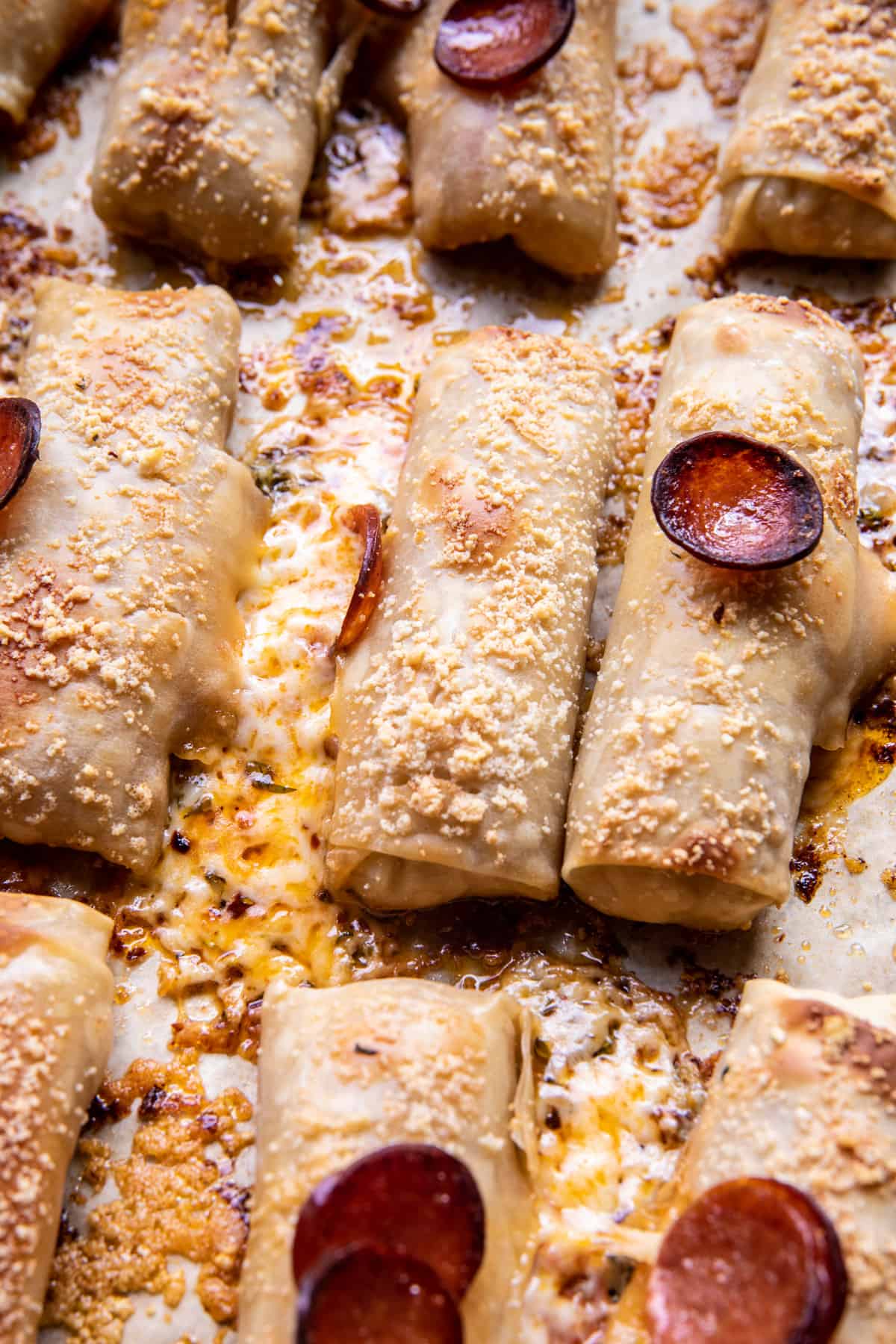 Garlic Butter Pizza Egg Rolls | halfbakedharvest.com