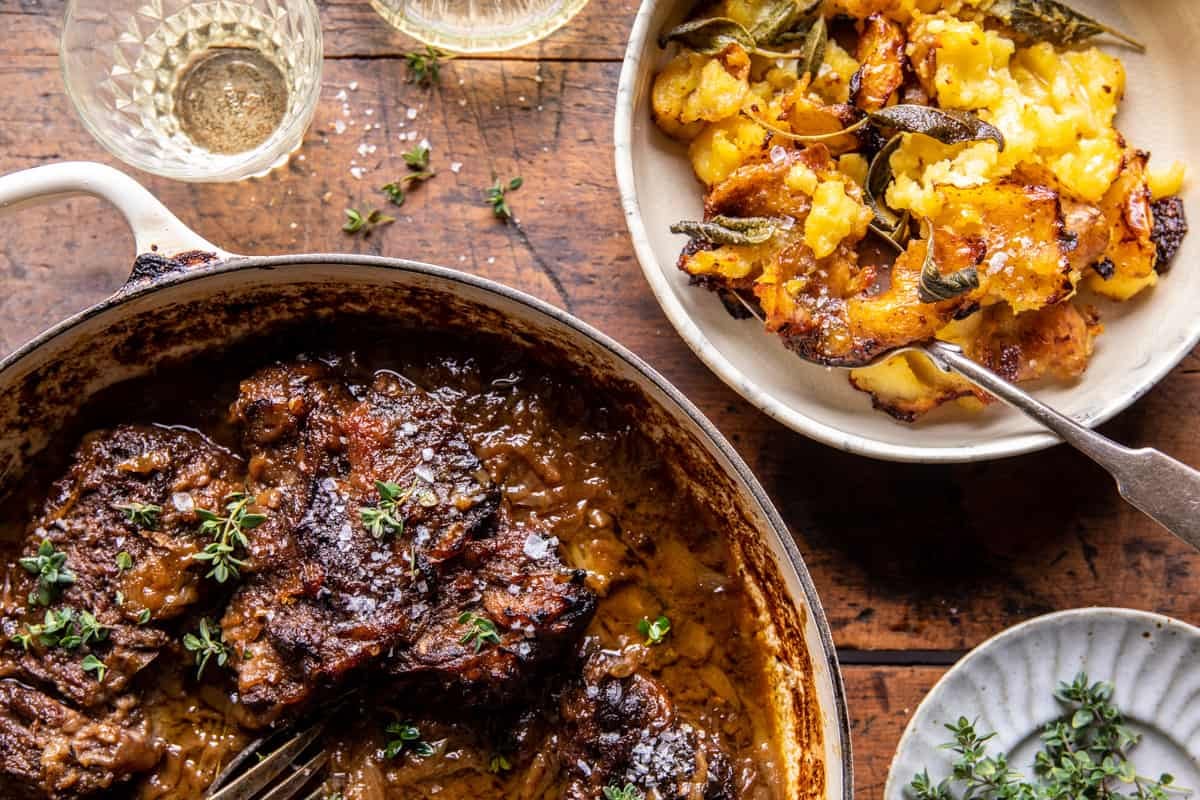 Cider Braised Pot Roast with Crispy Sage Butter Potatoes | halfbakedharvest.com