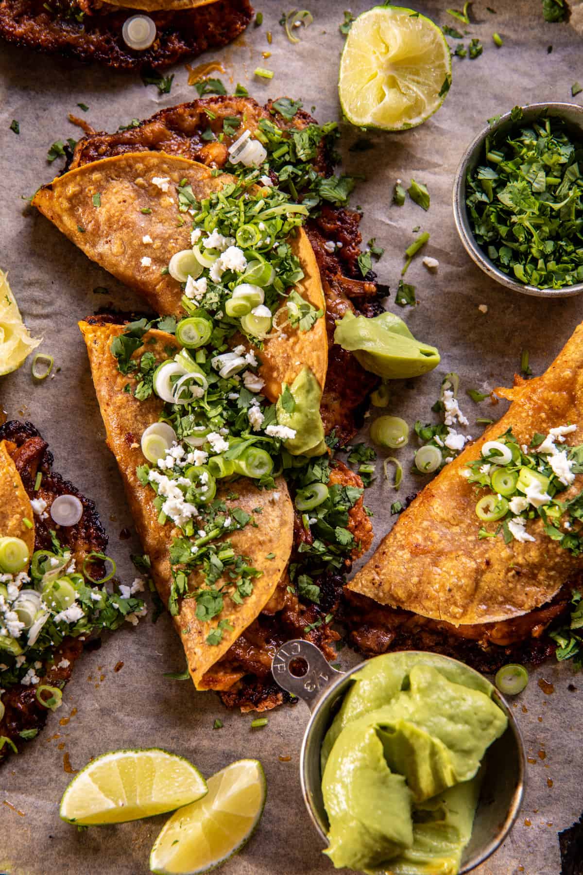 Crispy Cider Braised White Chili Chicken Tacos | halfbakedharvest.com