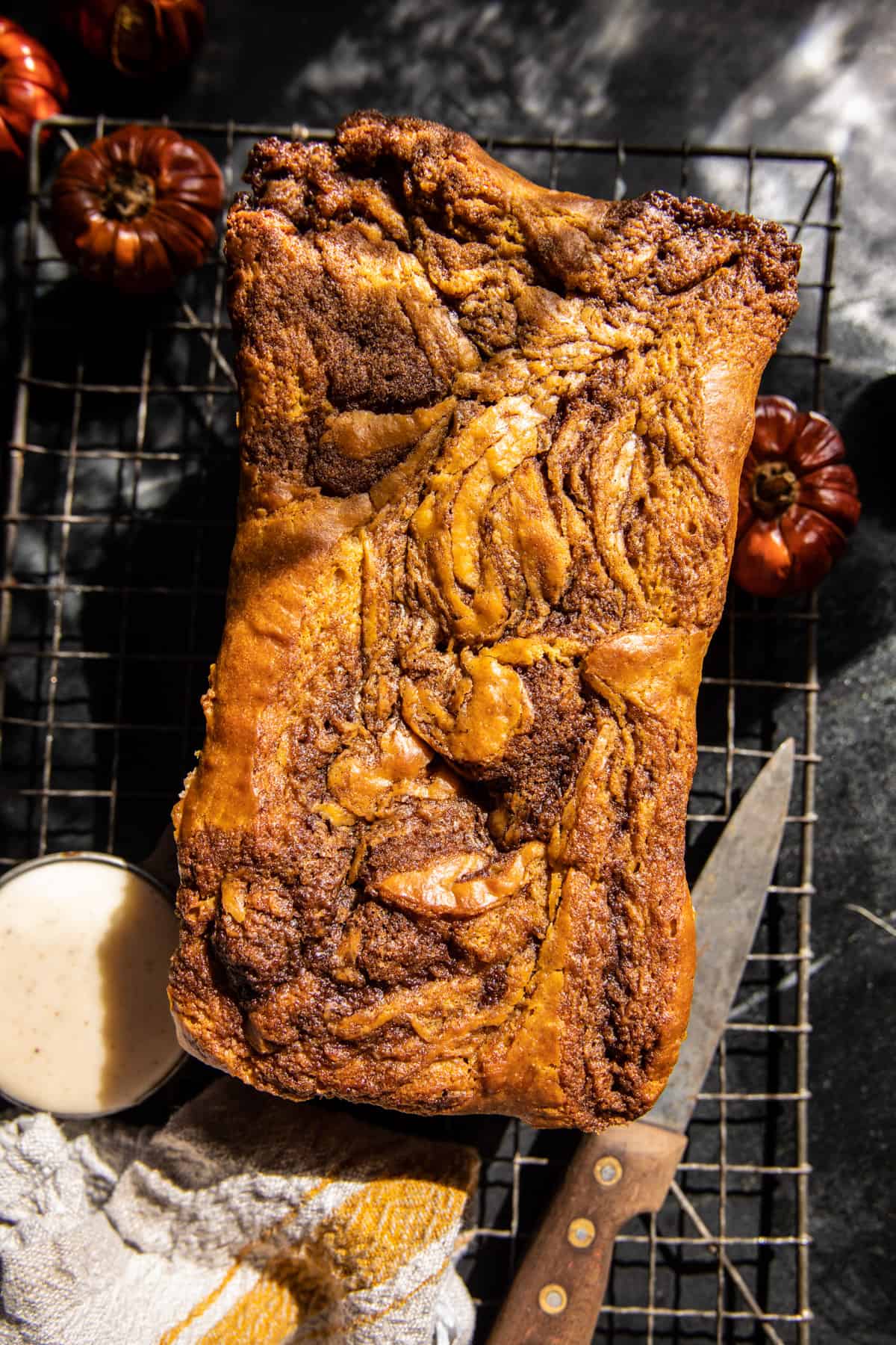 Pumpkin Butter Cinnamon Roll Bread | halfbakedhavrest.com