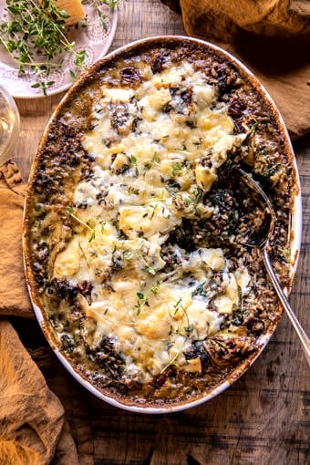 Creamed Spinach and Wild Rice Casserole | halfbakedharvest.com