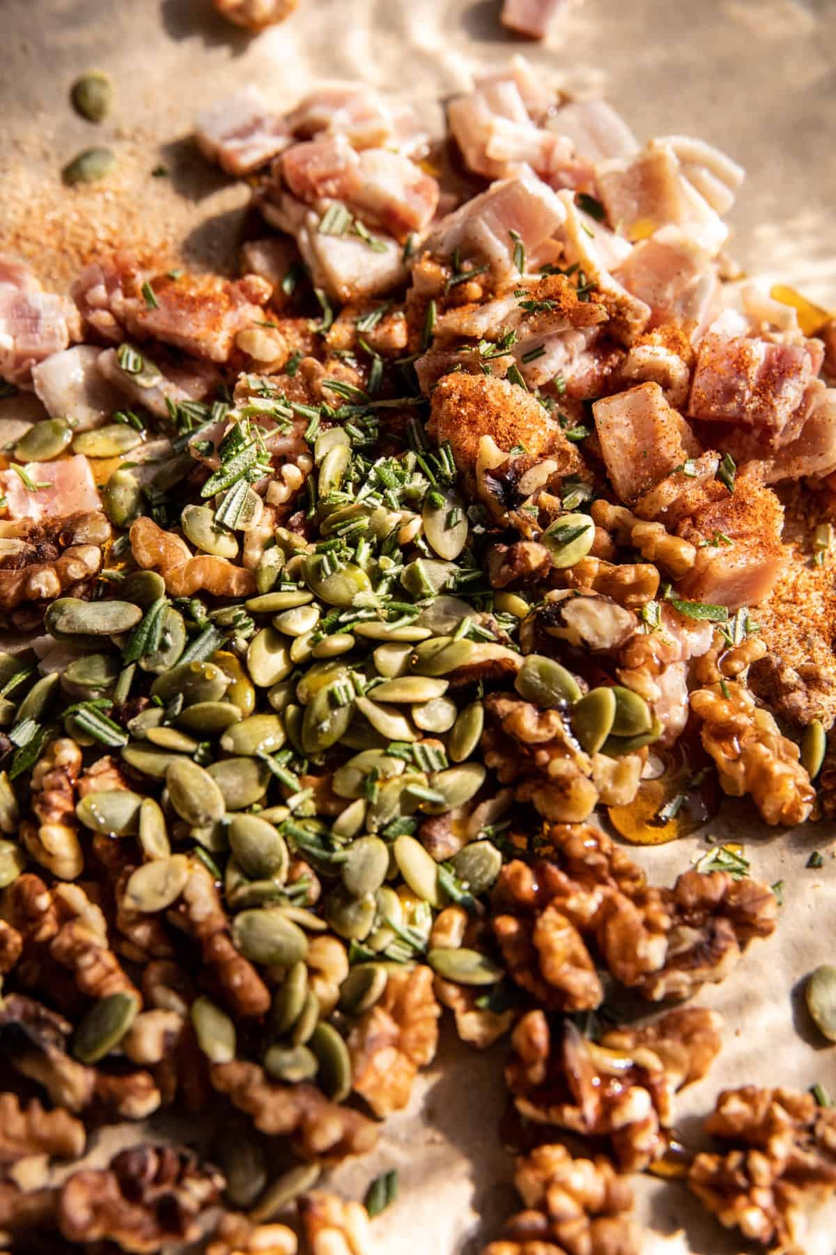 Shaved Brussels Sprout Candied Bacon Salad | halfbakedharvest.com