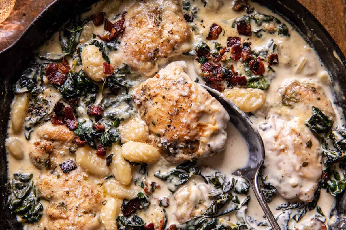 Skillet Creamy Chicken and Parmesan Gnocchi | halfbakedharvest.com