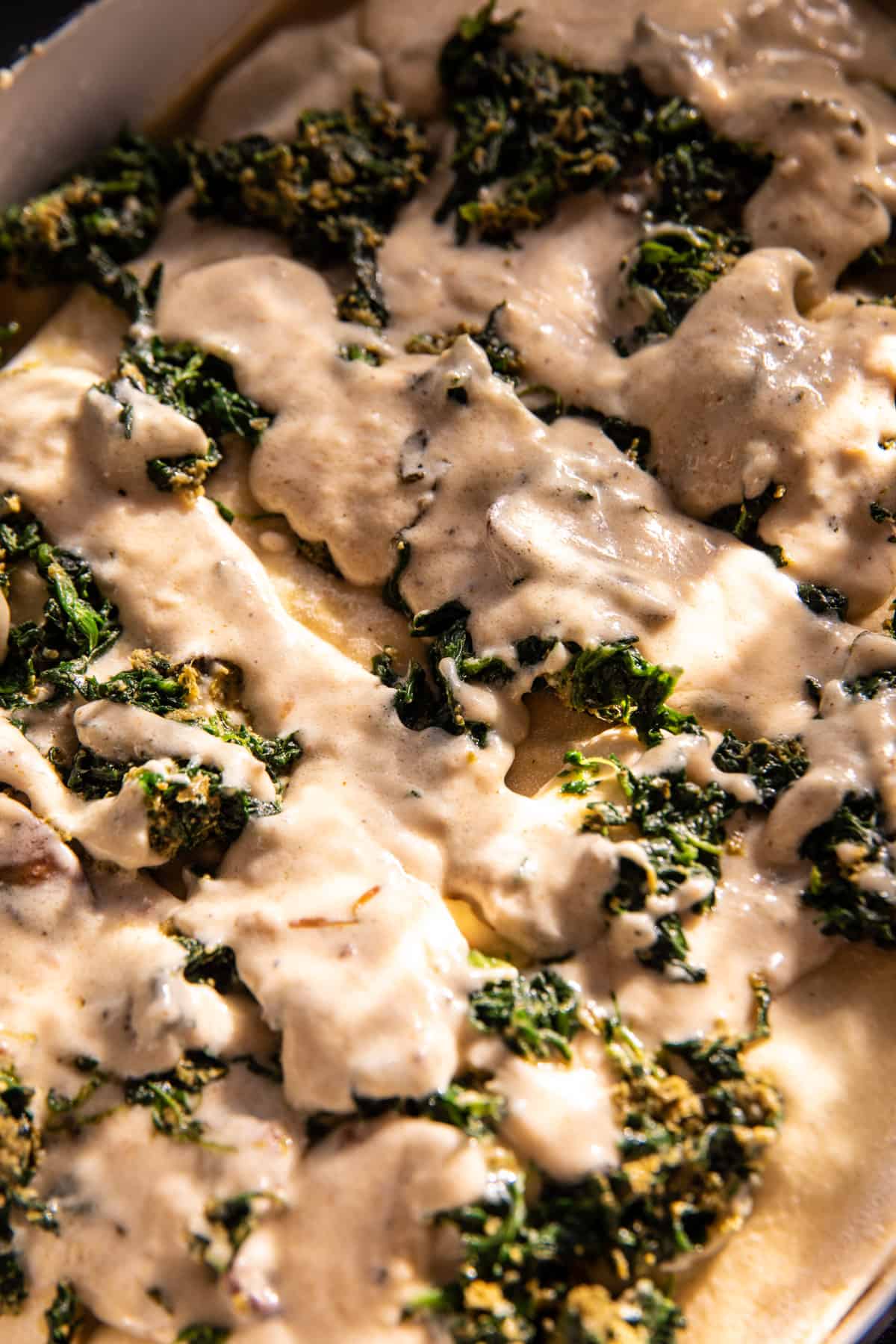 Brown Butter Pesto Spinach Soufflé Lasagna | halfbakedharvest.com