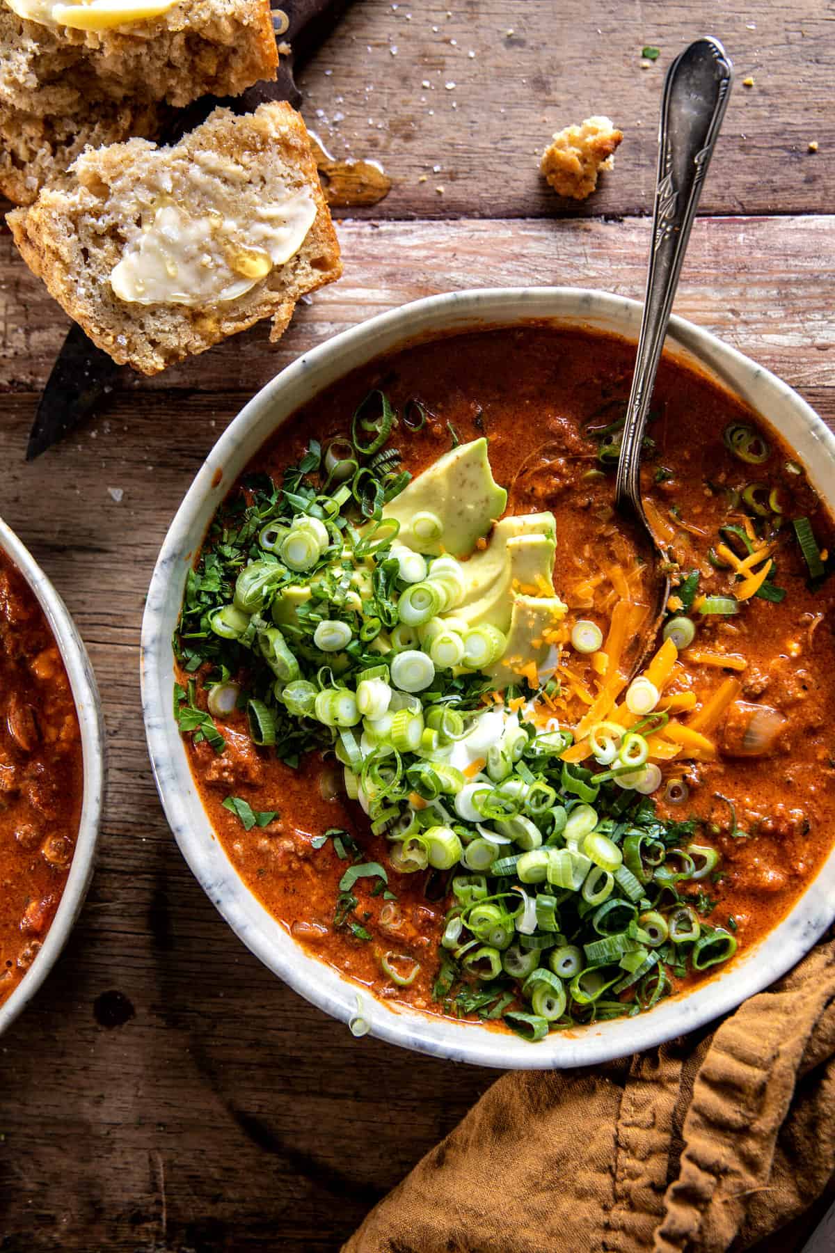 Crockpot Spicy Queso Beef Chili | halfbakedharvest.com