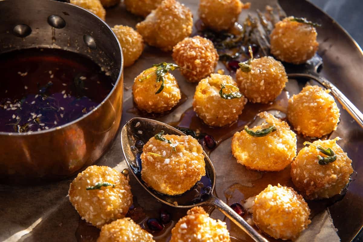 Fried Goat Cheese with Spicy Sage Honey | halfbakedharvest.com