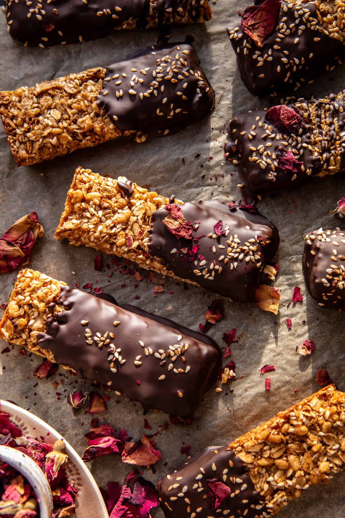 Chocolate Dipped Sesame Oatmeal Bars | halfbakedharvest.com
