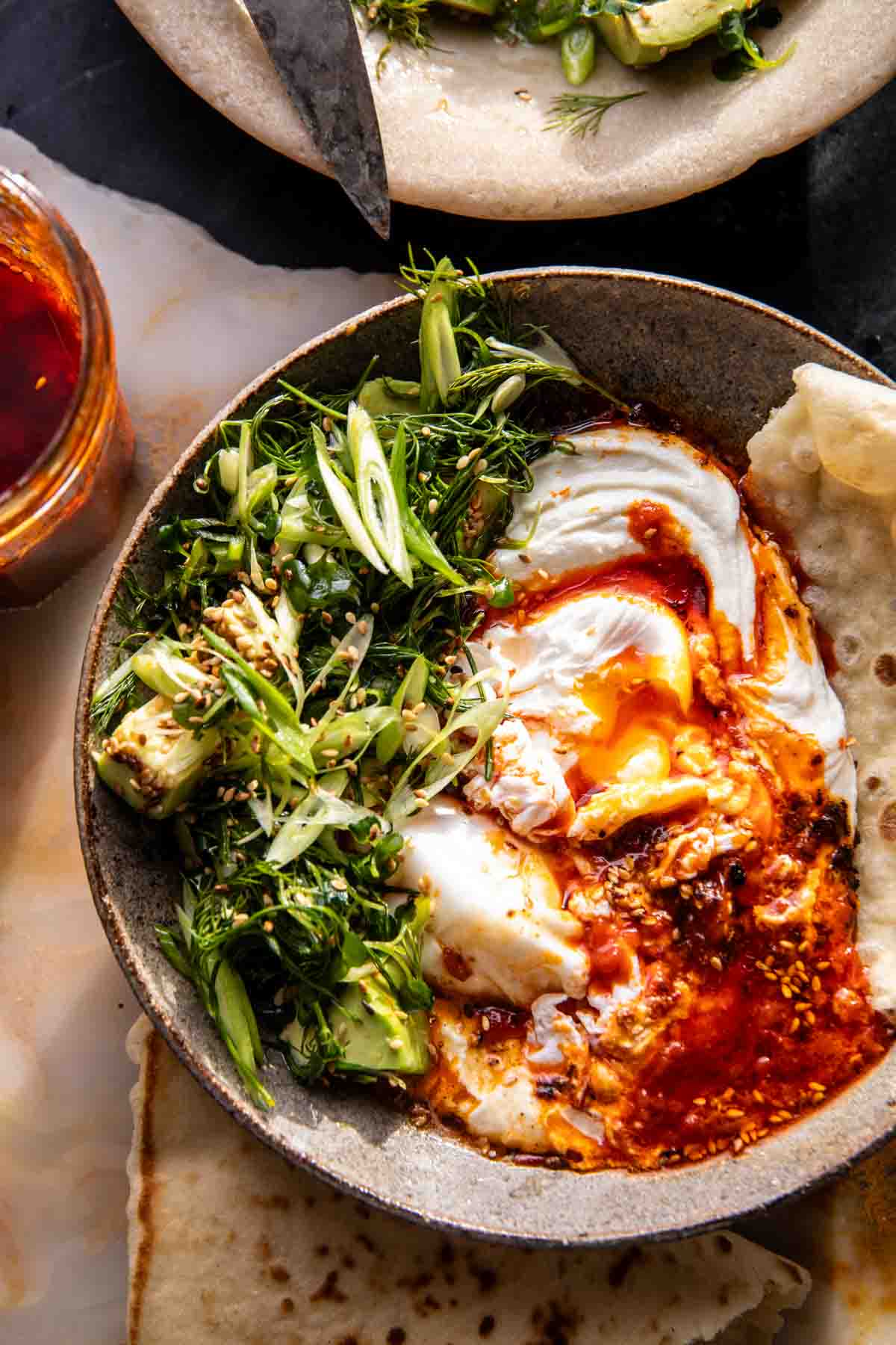 Harissa Eggs in Whipped Goat Cheese | halfbakedharvest.com