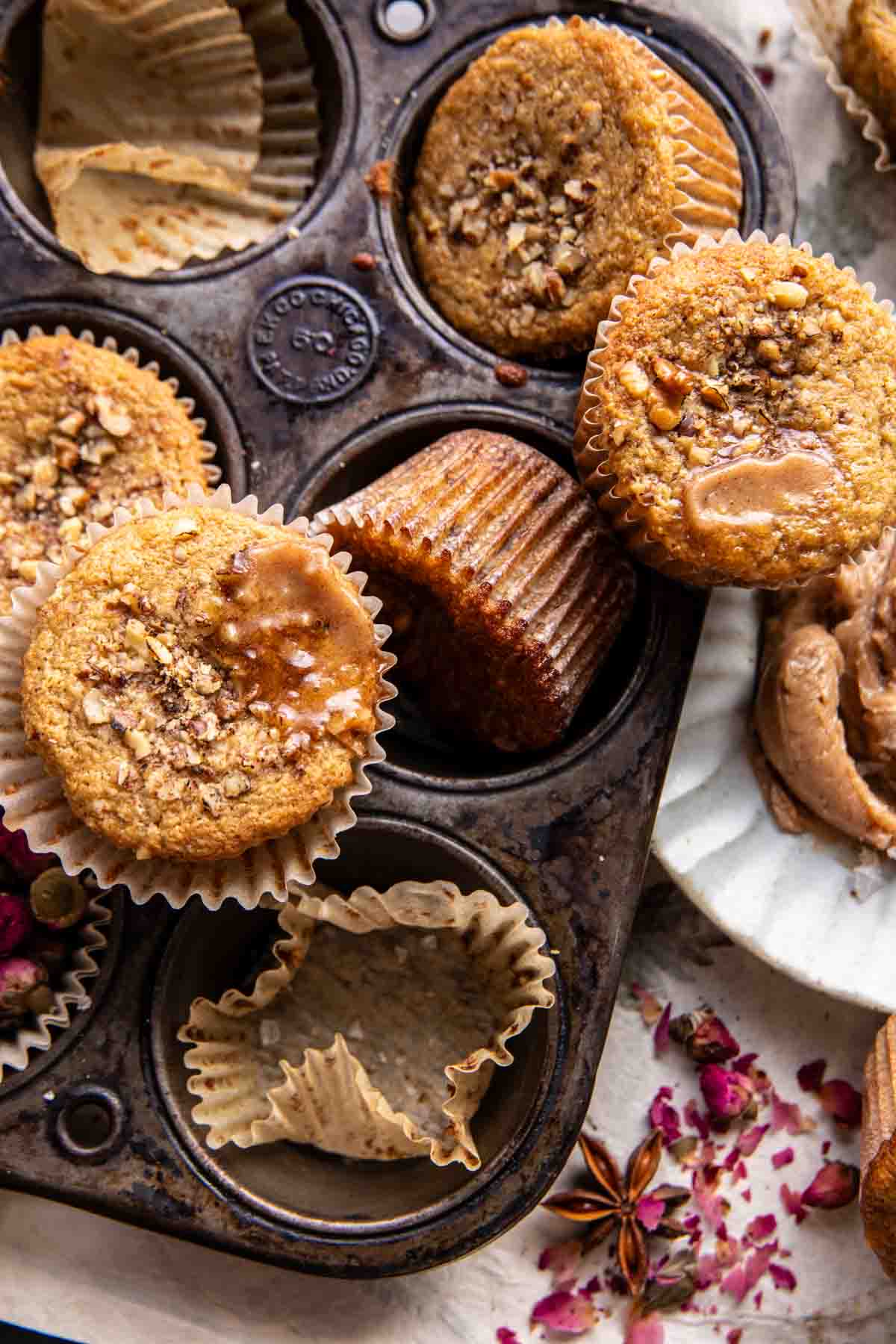 Maple Almond Banana Muffins with Cinnamon Cardamon Butter | halfbakedharvest.com
