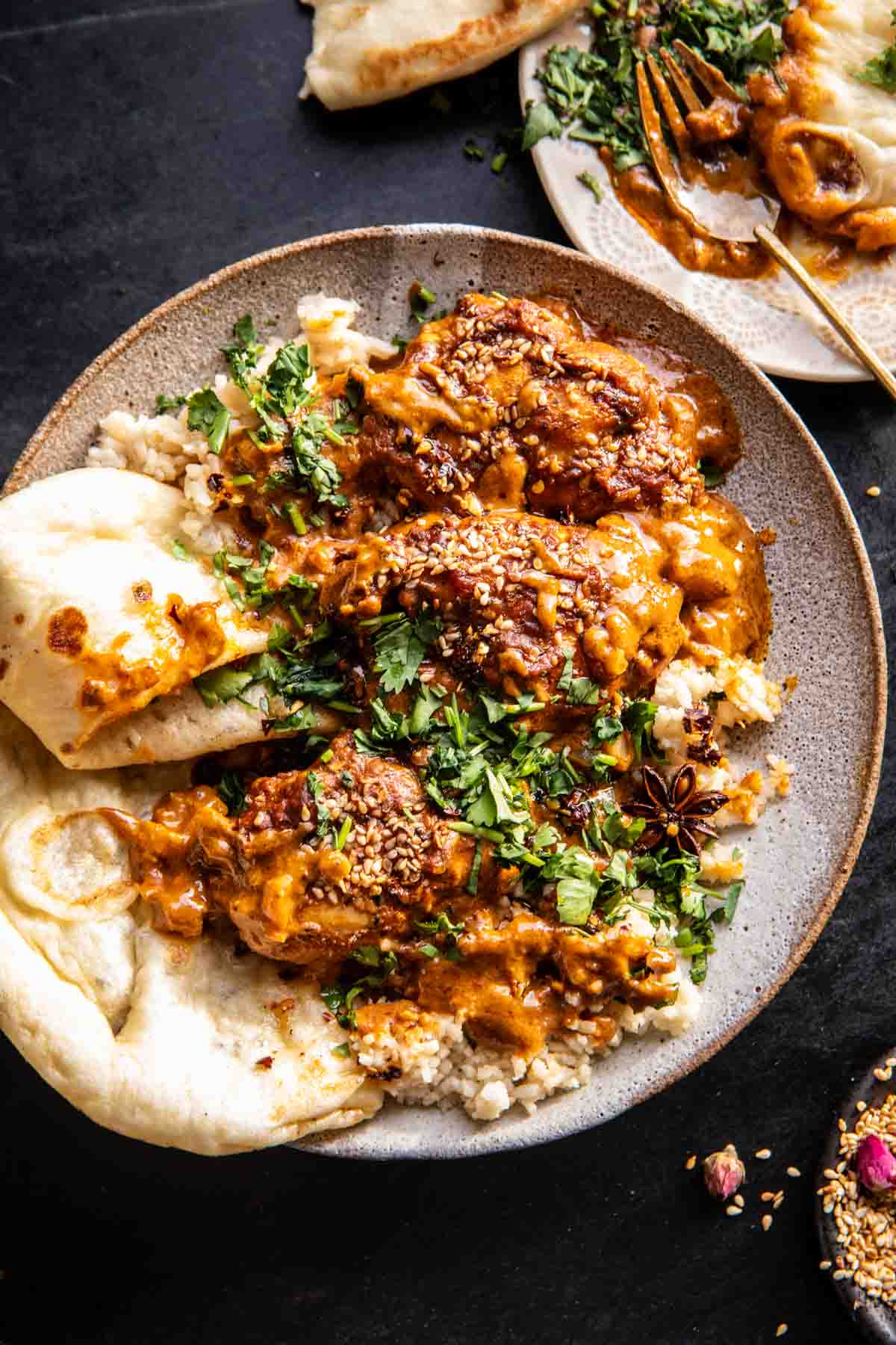 One Pan Spicy Sesame Butter Chicken | halfbakedharvest.com