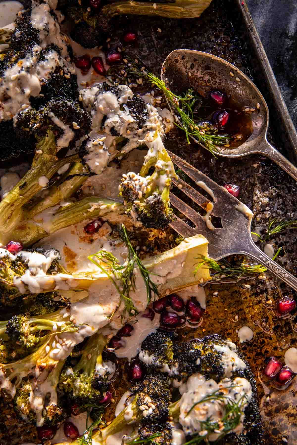 Roasted Lemon Parmesan Broccoli with Garlicky Tahini | halfbakedhearvest.com