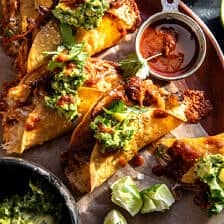 Crispy Carnitas Tacos with Roasted Jalapeño Lime Avocado | halfbakedharvest.com