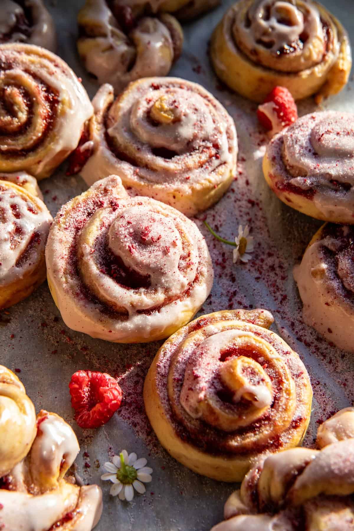 Glazed Raspberry Honey Sweet Rolls | halfbakedharvest.com