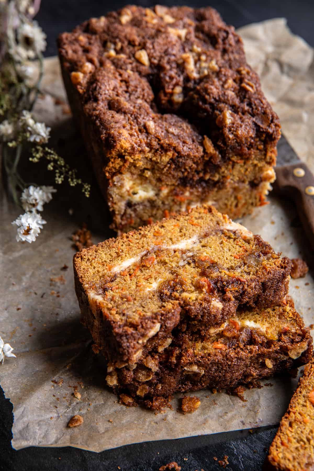 Swirled Ginger Crunch Carrot Cake Bread | halfbakedharvest.com