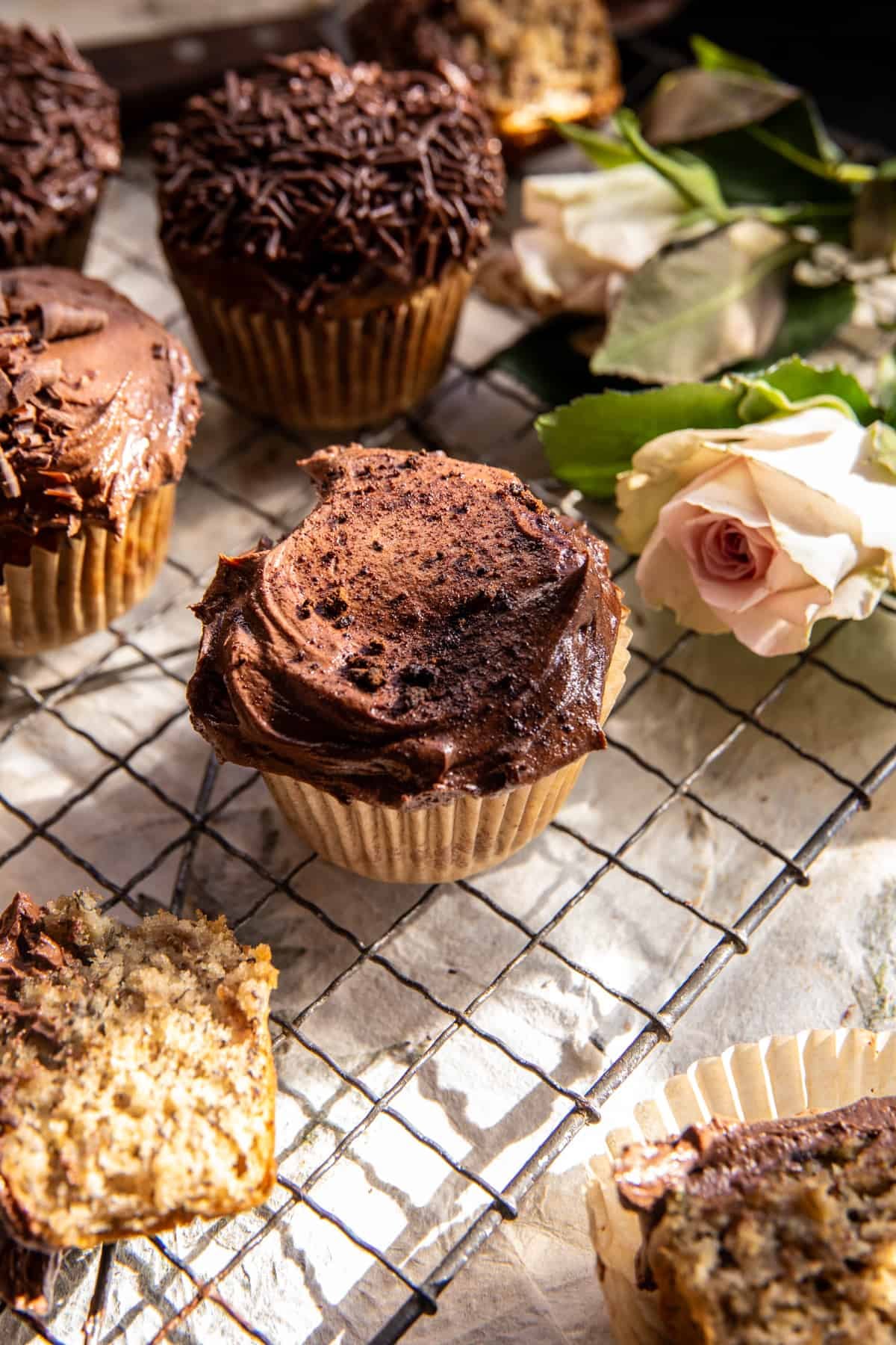 Easy Banana Cupcakes with Espresso Chocolate Frosting | halfbakedharvest.com