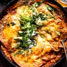 Skillet Creamy Chipotle Chicken Enchiladas | halfbakedharvest.com