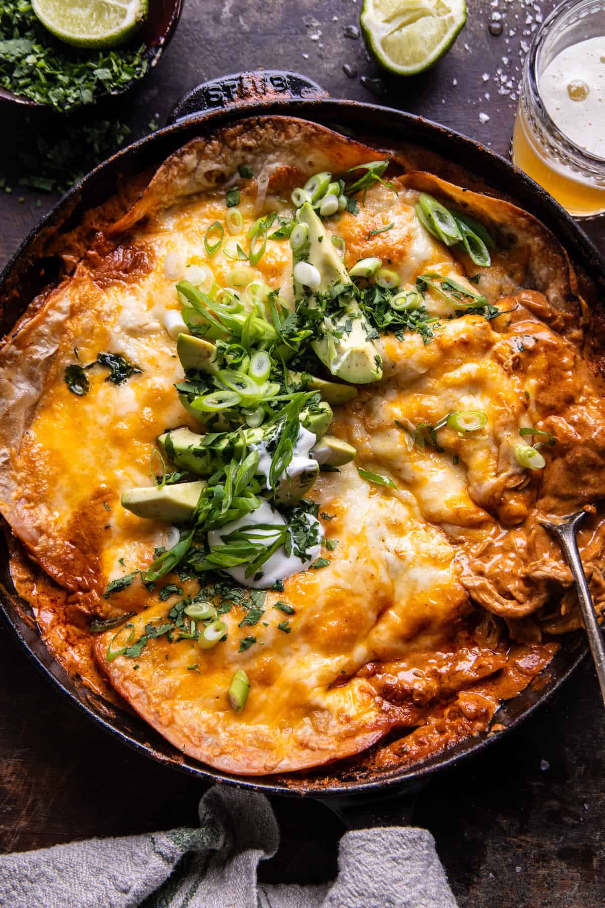 Skillet Creamy Chipotle Chicken Enchiladas | halfbakedharvest.com