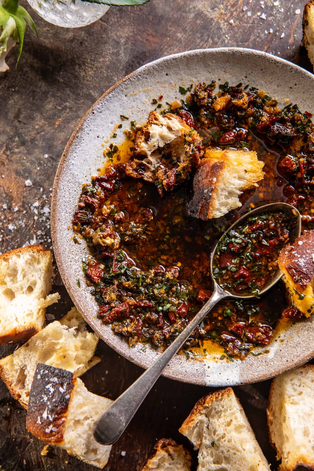 Sun-Dried Tomato Garlic Olive Oil Dip | halfbakedharvest.com