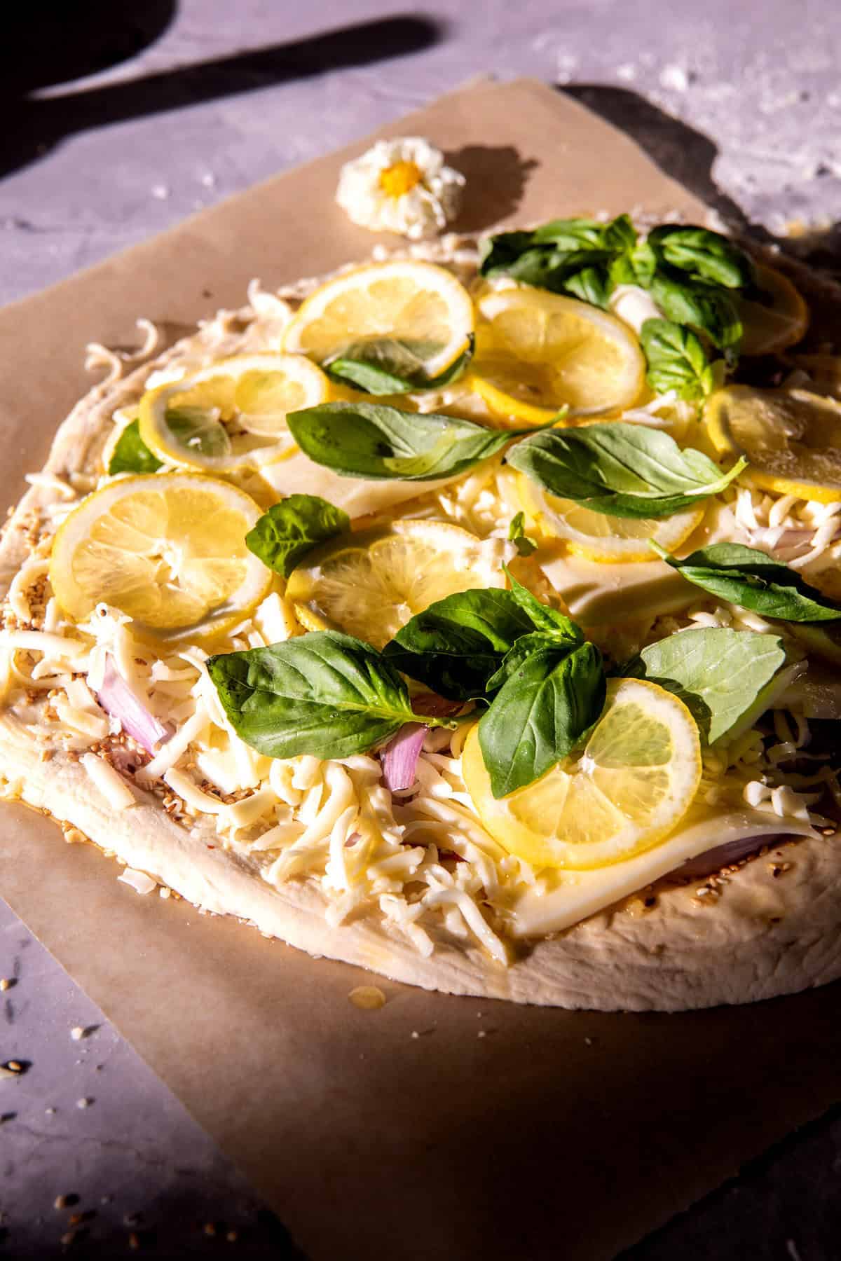 3 Cheese Lemon Basil Pizza | halfbakedharvest.com