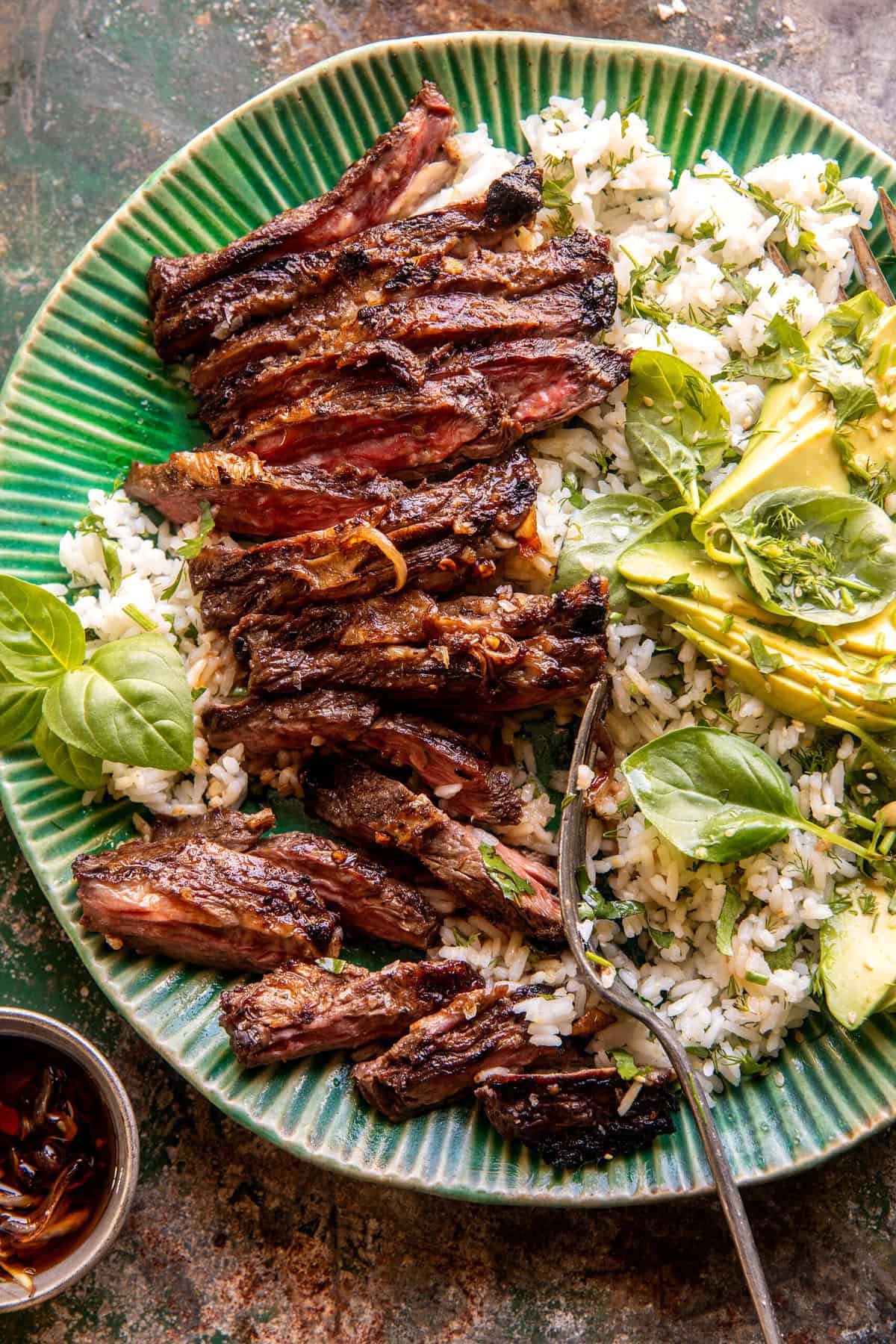 30 Minute Herby Lemon Garlic Steak and Rice | halfbakedharvest.com